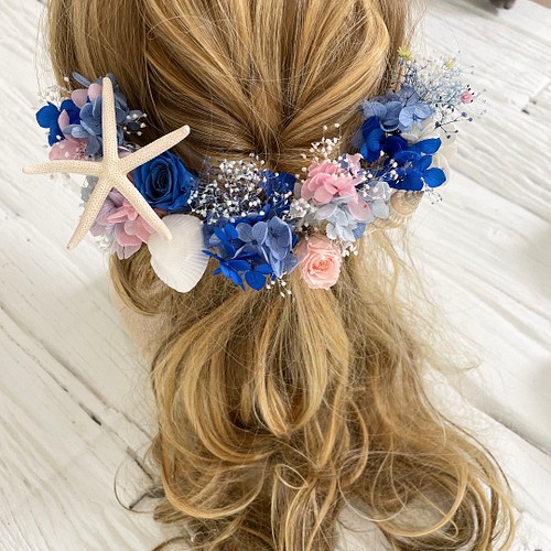 マーメイド 髪飾り ヘッドドレス ロイヤルブルー ヘアアクセサリー 