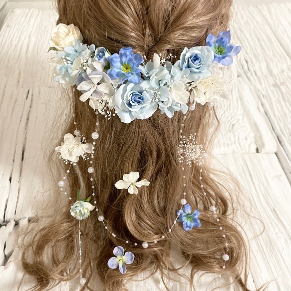 髪飾り ヘッドドレス 水色 ヘアアクセサリー kiko 通販｜Creema