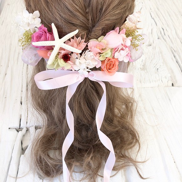 可愛い過ぎる スターフィッシュ 髪飾り ヘッドドレス 貝 ピンク ヘッド