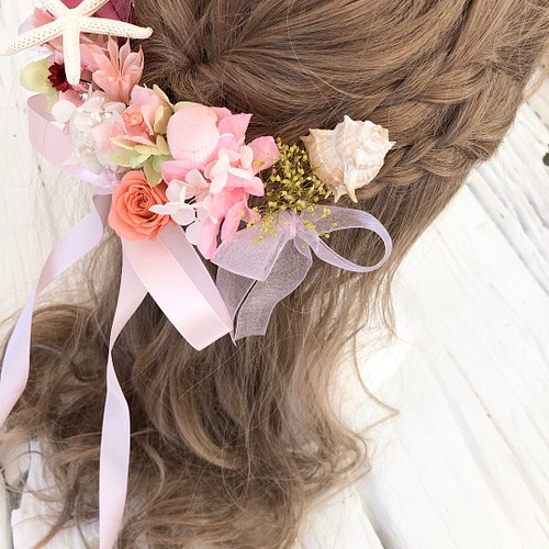 可愛い過ぎる スターフィッシュ 髪飾り ヘッドドレス 貝 ピンク ヘッド 