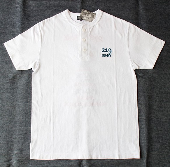 半袖ヘンリーＴシャツ　刺繍　219NY　W-20021　ホワイト　L 1枚目の画像