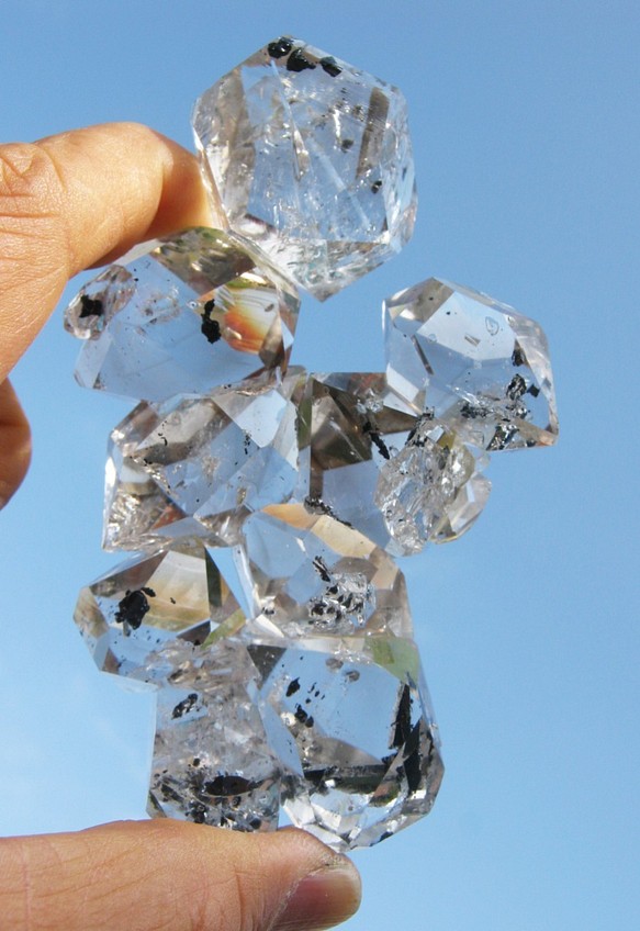 ブルー グレーダイヤモンド ハーキマーダイヤモンド水晶 天然石 原石