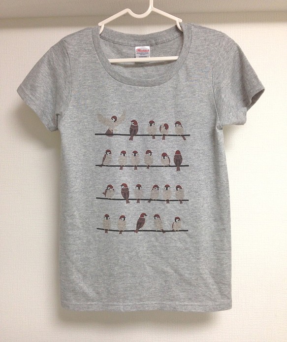 スズメTシャツ／鳥・雀 1枚目の画像