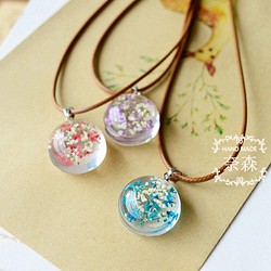 「の宝石」日本の乾燥した花のネックレスX X小さな花の桜の水仙時間の宝石の結婚式は、小さなドライフラワーました 1枚目の画像