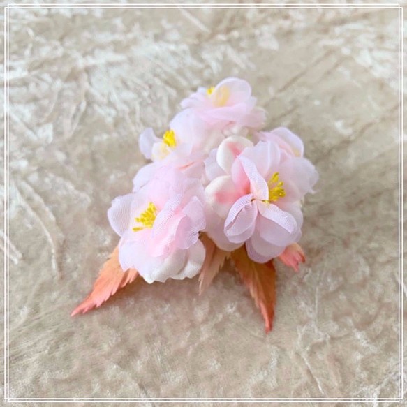 手染めの布花　桜のコサージュ(本絹シルク使用） 1枚目の画像