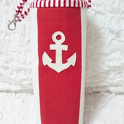 ＜北欧＞　anchor striped bottle holder ☆marine red ☆ 1枚目の画像