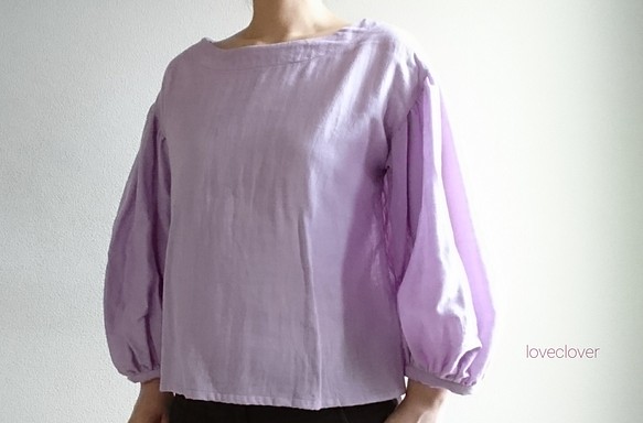 Balloon sleeve pullover  double gause lavender 1枚目の画像