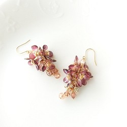 GEF004 Lilac ( wine red / burgundy ) 揺れる小花たち 【 サージカルステンレス 】 1枚目の画像