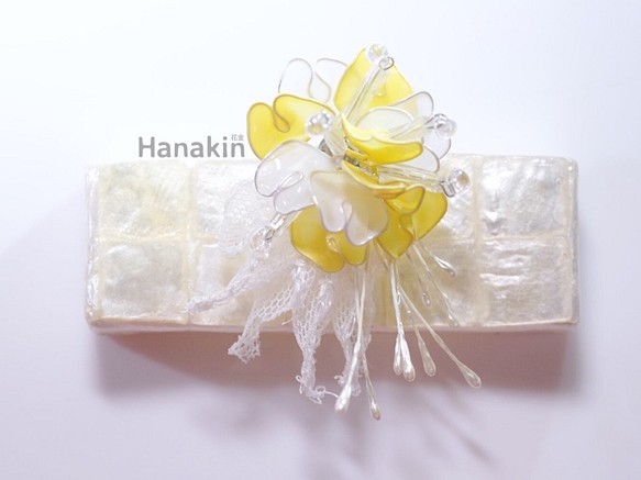 Hanakin花金 鵝黃 手作飾品耳環（一對） 第1張的照片