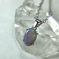 SALE！天然セミブラックオパールシルバーネックレス0.86ct