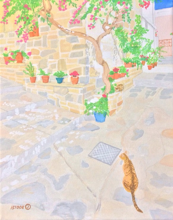 猫のいる風景画1