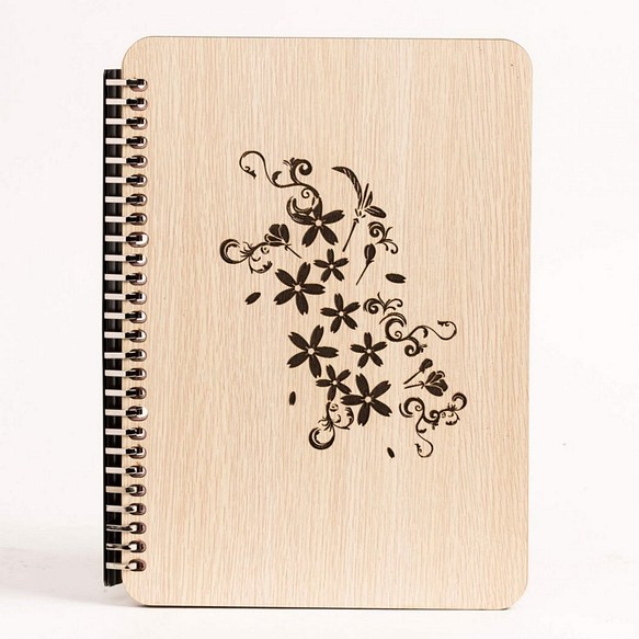 ウッド方程式[カスタム色やパターン─Jieke] B5 2つの26穴ルーズリーフノートモノクロ置き換える - 桜のノートブック/ 1枚目の画像