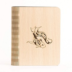 木材式A5ノート[カスタム色やパターンJieke─1を置き換える]  - ロングテール魚のノートブック/文房具/ギフト/プレゼン 1枚目の画像