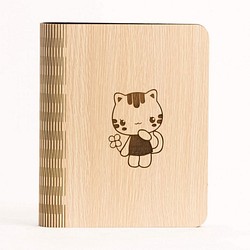 木材式A5ノート[カスタム色やパターンJieke─1を置き換える]  - ラッキー猫のノートブック/文房具/ギフト/プレゼント 1枚目の画像
