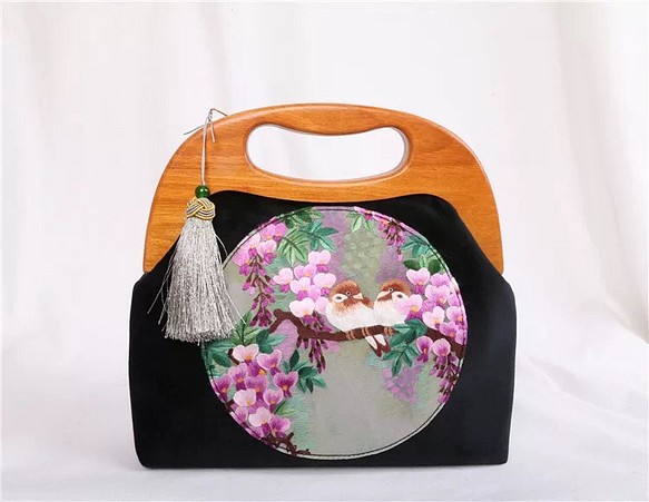 手縫い蘇州刺繍バッグ 刺繍鞄 1枚目の画像
