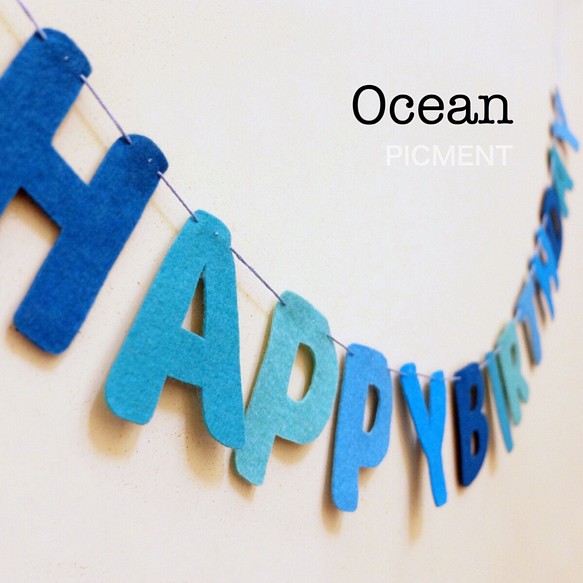 HAPPY BIRTHDAY Ocean/オーシャンカラー バースデーレターガーランド 1枚目の画像