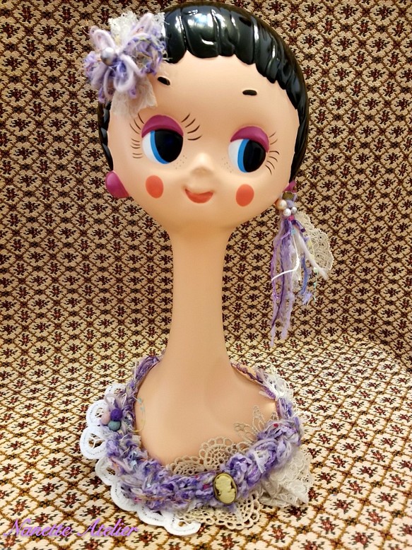 Nanette Atelier 手作蕾絲(Lace)紫色系列：項鏈、耳環及心口針 第1張的照片