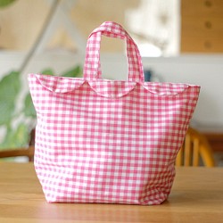 ギンガムスカラップのバッグ（ピンク） 1枚目の画像