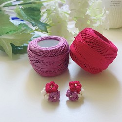 手鈎繡球小花耳環 - 紫紅色 第1張的照片