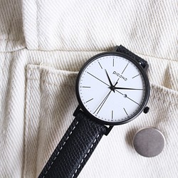PICONO Siempre 簡約黑色法國真皮錶帶對錶手錶 / SI-11101 男生款 第1張的照片