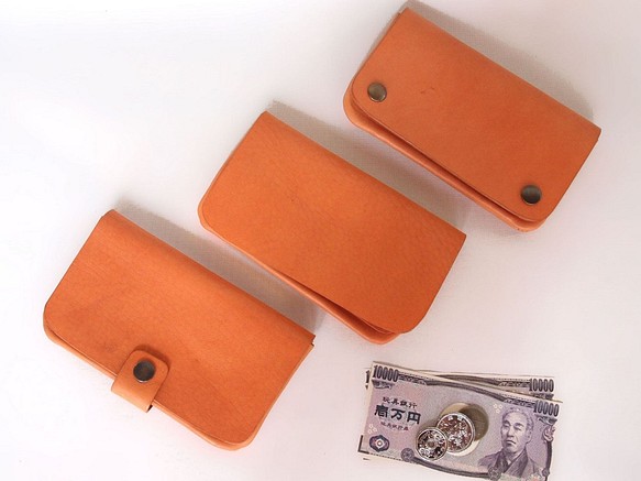 特價牛皮革[簡單的長錢包/天然]男士喜歡的追踪錢包小巧的皮革錢包皮革禮物 第1張的照片