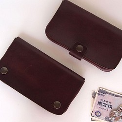 特價牛皮革[簡單的長錢包/棕色]男士般的追踪錢包小巧的皮革錢包皮革禮物 第1張的照片