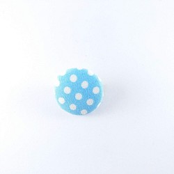 天空藍白雪點點-布包釦別針 胸針 織物徽章 布料鈕扣包 第1張的照片