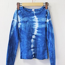 藍染め長袖　綿Tシャツ（ANT-16） 1枚目の画像