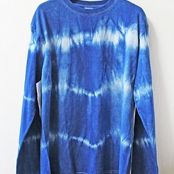 藍染め長袖　綿Tシャツ L ユニセックス メンズ（ANT-35） 1枚目の画像