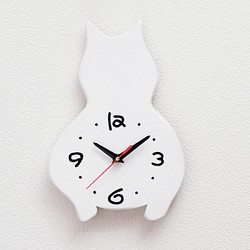 白猫の掛け時計　 1枚目の画像