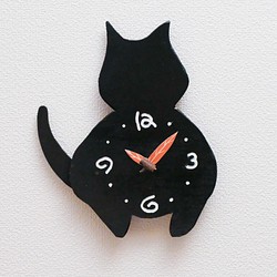 黒猫の掛時計 1枚目の画像