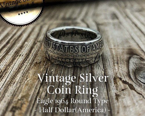 シルバーコインリング Half Dollar -Eagle- 1964 ラウンドタイプ 指輪