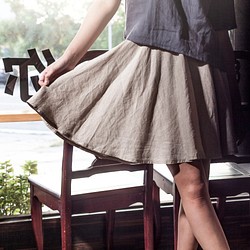 短圓裙SKIRT純亞麻原色計劃100%LINEN_BS001 第1張的照片