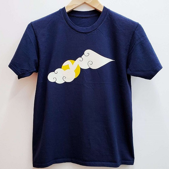 黃白雙色仿皮雲兔滿月Myth 004圖案深藍色T恤 第1張的照片