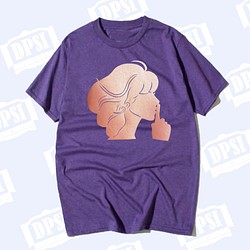 パーリーピンクのフェイクレザーPortrait006パターンヘンプグレーパープルTシャツ 1枚目の画像