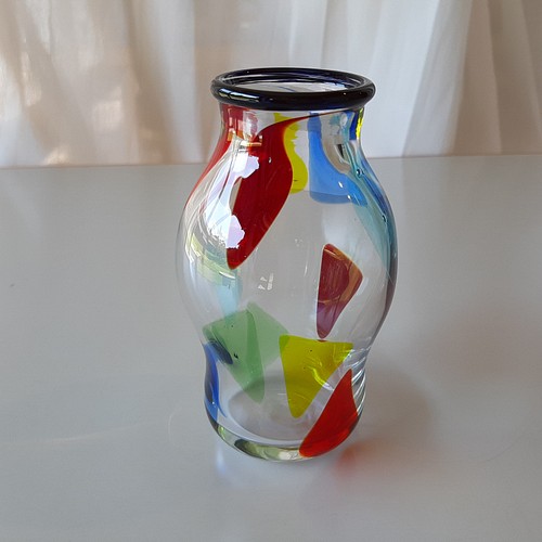 カラフル レトロポップな花瓶 吹きガラス 一点物 一輪挿し・花瓶・花器 