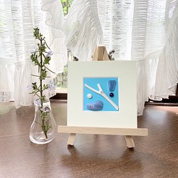 天然石 ブルーレースアゲートのユニークなコラージュ・ミニアート お部屋の飾りに♪贈り物に♪m100002 1枚目の画像