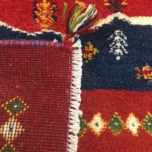 イラン高原遊牧民族による手織り絨毯ギャッベ 玄関マットサイズ 80x57cm-