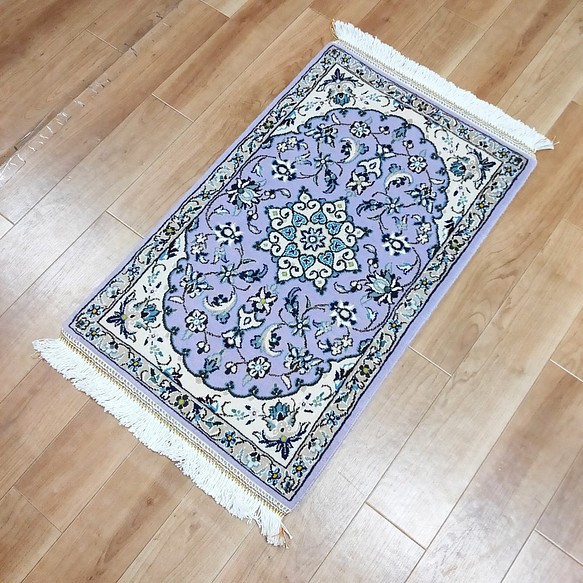 ペルシャ絨毯 ナイン産 80×50cm 日本最大の 57%OFF パープル