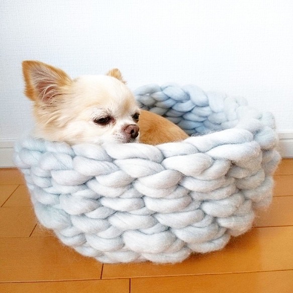 [定做]超厚毛線針織寵物床@高型（貓/小狗） 第1張的照片