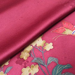 紅、金、蝴蝶和四季花卉圖案 純絲家徽設計 Dashiko Tango Chirimen No.125-10 右前身下擺 [100 第1張的照片