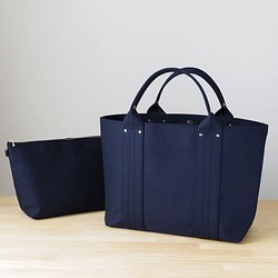 【受注製作】bag in bag 付き帆布トートＬ（ダークネイビー） 1枚目の画像
