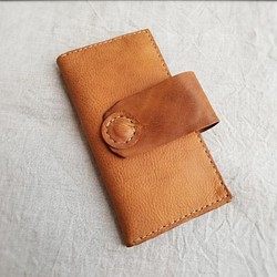 simple wallet　ブラウン　オイルシュリンクレザー 1枚目の画像