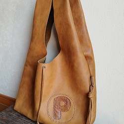 leather my bag Ｍ　ブラウン　オイルシュリンクレザー 1枚目の画像