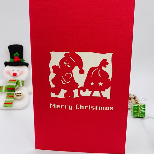 人気商品・アウトレット 大量25枚★クリスマスカード☆サンタ★ポップアップ クリスマス
