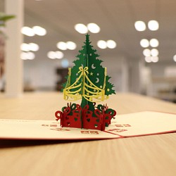 手作り クリスマスポップアップカードデザイン14 Handmade Christmas tree card 1枚目の画像