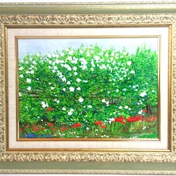 "　夏の花　"　油彩画　原画　F4号　額付 1枚目の画像