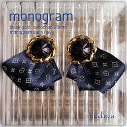 【earring】monogram- navy 1枚目の画像