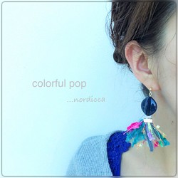 【earring】colorful pop fringe tassel 1枚目の画像