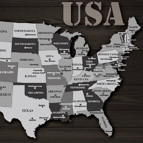 アメリカ地図アート 黒い木目調モノトーン アメリカ地図 A3以上も可 22 写真 グラフィック Miki Art 通販 Creema クリーマ ハンドメイド 手作り クラフト作品の販売サイト